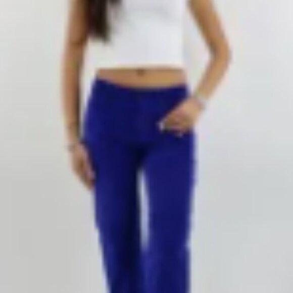 Free People Women's Blue Corduroy Velvateen High Rise Straight Jeans Sz 10 - Picture 16 of 16